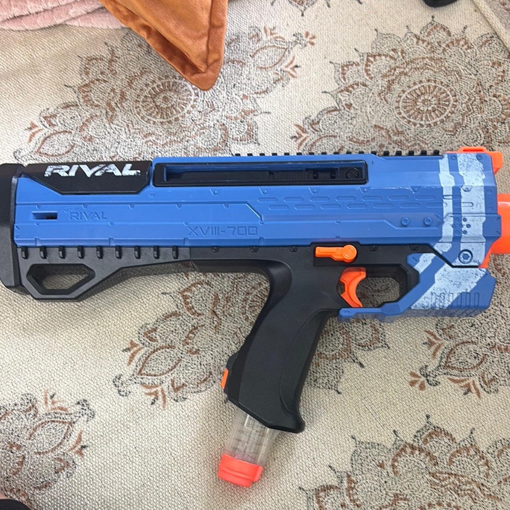 Nerf Rival Blue and Black Blaster with Orange Highlights